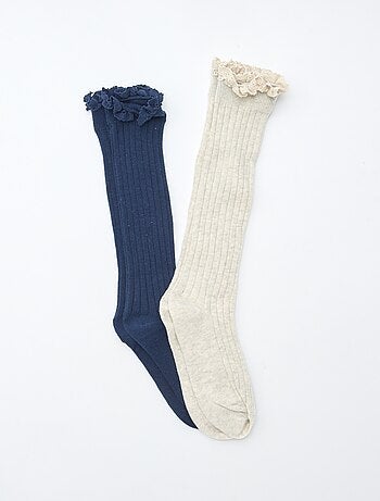 Pack de 2 calcetines altos con encaje