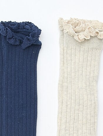 Pack de 2 calcetines altos con encaje
