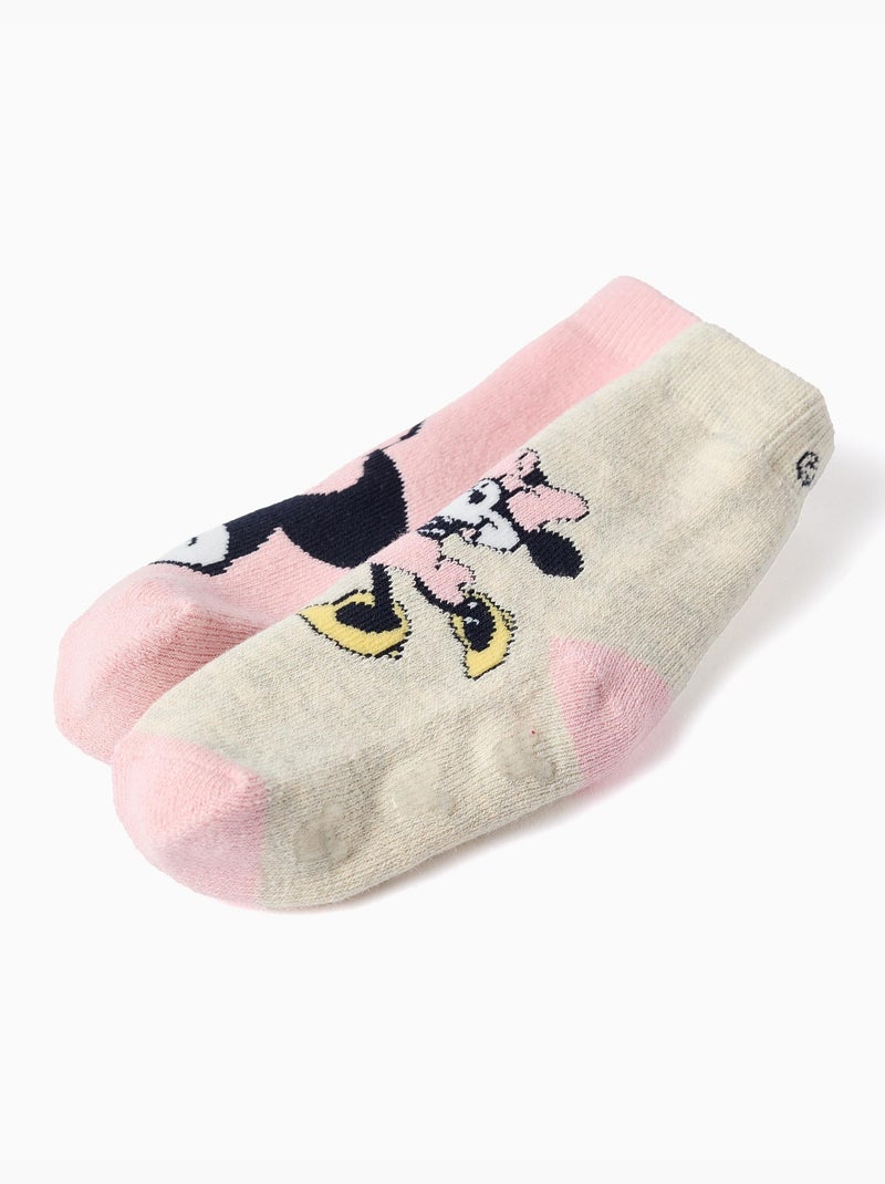 Pack de 2 calcetines antideslizantes con estampados de Minnie Gris rosa - Kiabi
