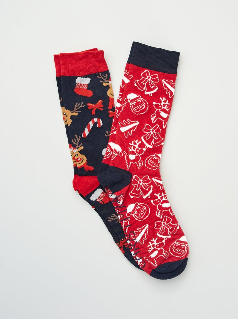 Pack de 2 calcetines con estampado marino/rojo - Kiabi