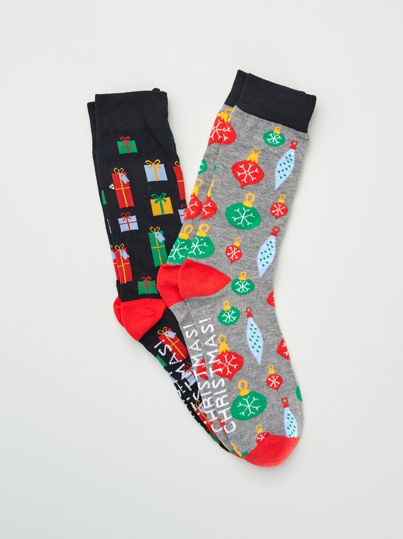 Pack de 2 calcetines con estampado negro/gris - Kiabi