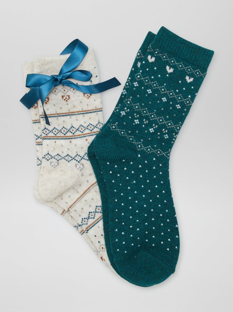 Pack de 2 calcetines con motivo de jacquard VERDE - Kiabi
