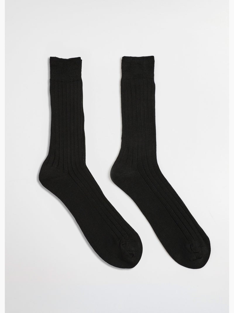 Pack de 2 calcetines de hilo escocés de puro algodón - AFIBEL Negro - Kiabi
