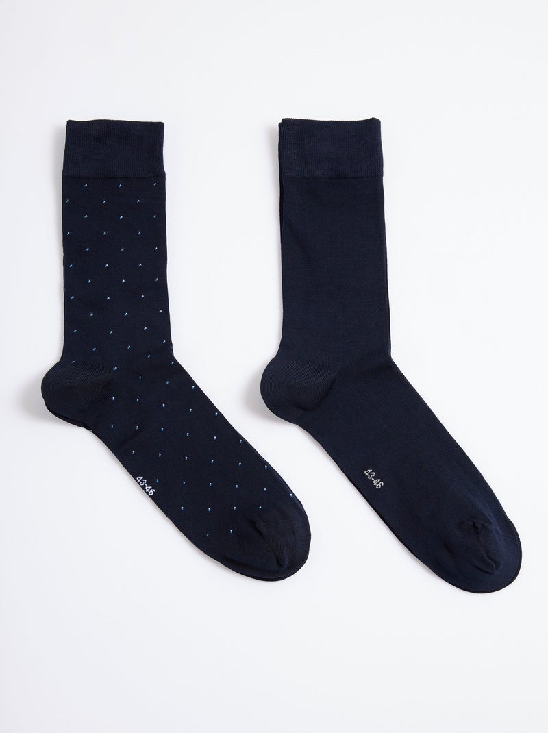 Pack de 2 calcetines de lunares y canalé - AFIBEL Azul - Kiabi