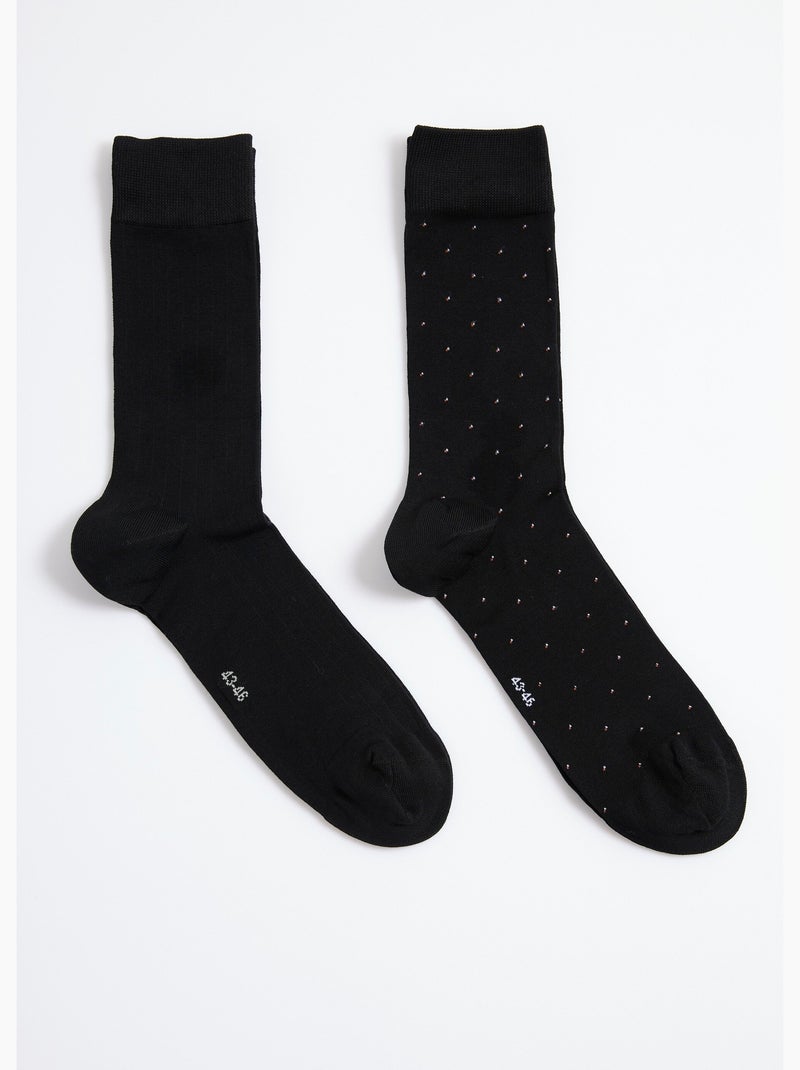 Pack de 2 calcetines de lunares y canalé - AFIBEL Negro - Kiabi