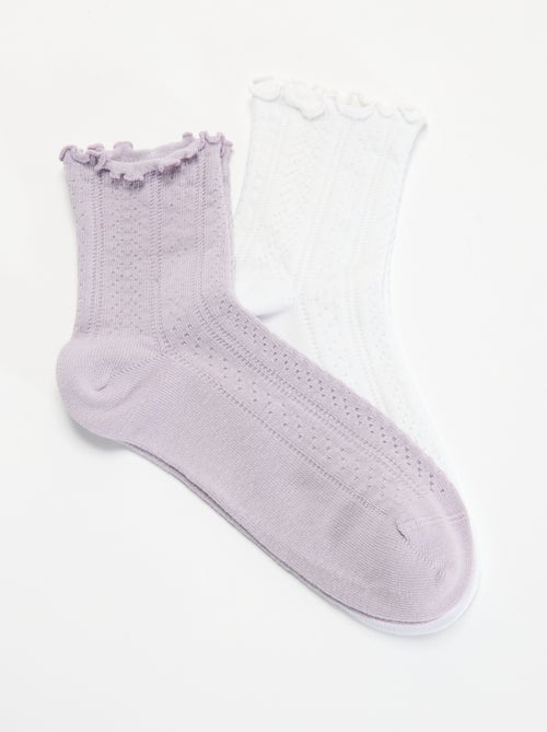 Pack de 2 calcetines de punto calado con bordes ondulados - Kiabi Pack de 2 calcetines de punto calado con bordes ondulados - Kiabi