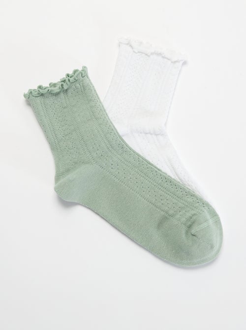Pack de 2 calcetines de punto calado con bordes ondulados - Kiabi Pack de 2 calcetines de punto calado con bordes ondulados - Kiabi