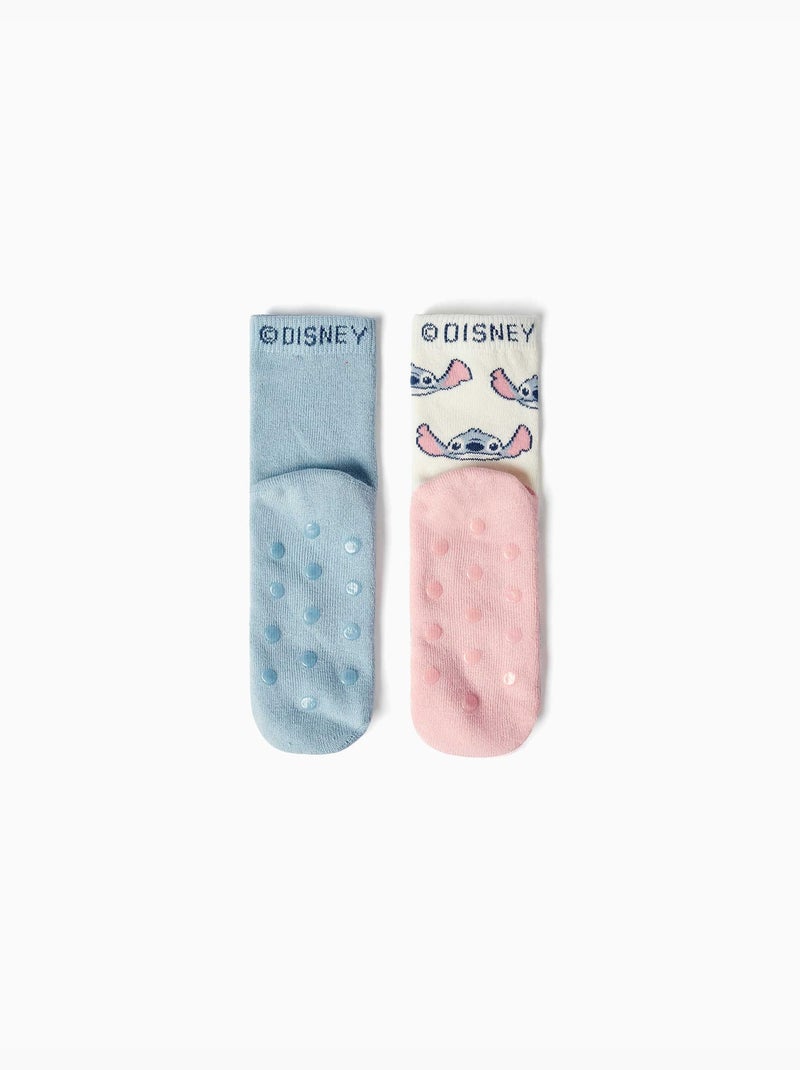 Pack de 2 calcetines de rizo antideslizantes con Stitch Azul beige - Kiabi