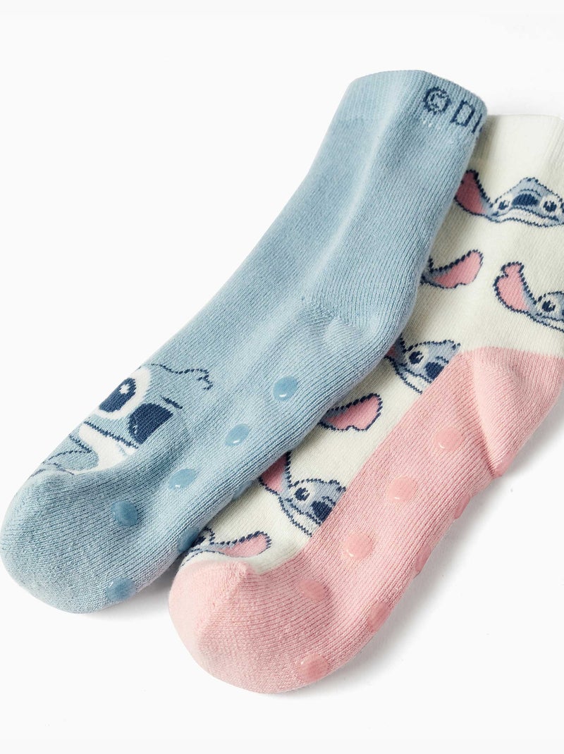 Pack de 2 calcetines de rizo antideslizantes con Stitch Azul beige - Kiabi