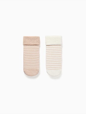 Pack de 2 calcetines de rizo antideslizantes y a rayas