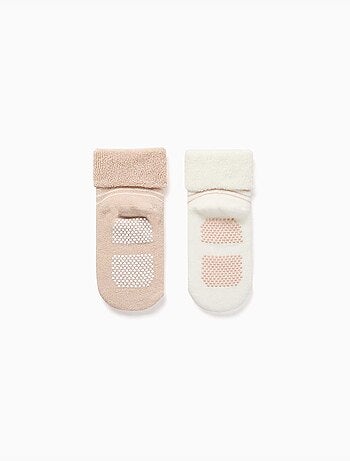 Pack de 2 calcetines de rizo antideslizantes y a rayas