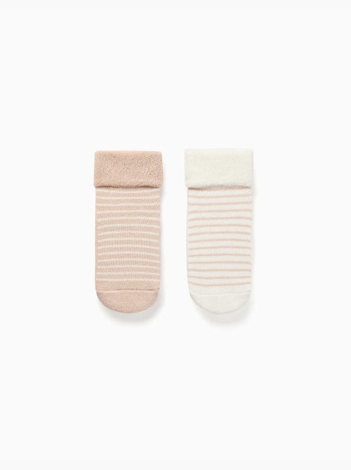 Pack de 2 calcetines de rizo antideslizantes y a rayas - Kiabi Pack de 2 calcetines de rizo antideslizantes y a rayas - Kiabi