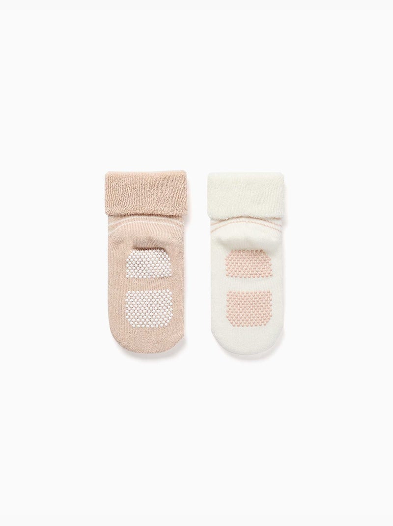 Pack de 2 calcetines de rizo antideslizantes y a rayas Multicolor - Kiabi