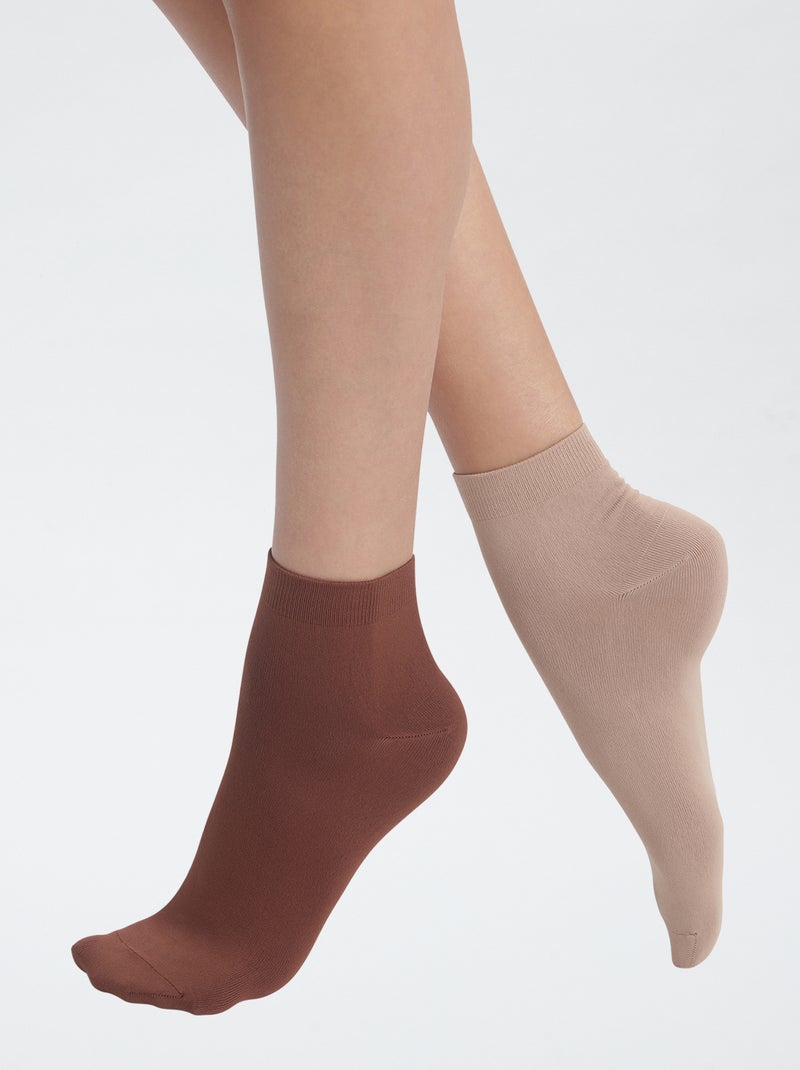 Pack de 2 calcetines lisos 'DIM' Marron - Kiabi