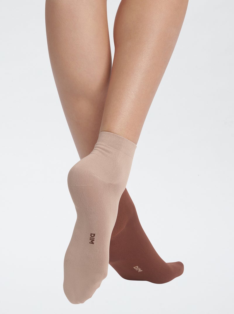 Pack de 2 calcetines lisos 'DIM' Marron - Kiabi