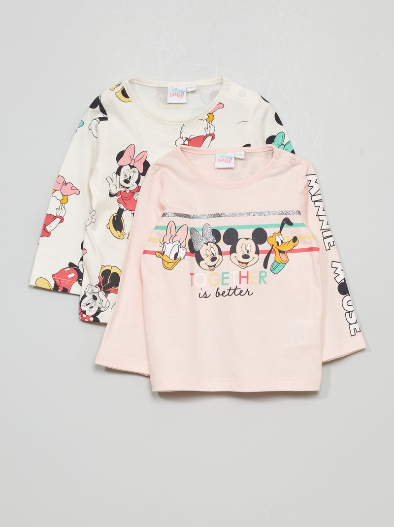 Pack de 2 camisetas con cuello redondo - 'Disney' - blanco y rosa blanco/rosa - Kiabi
