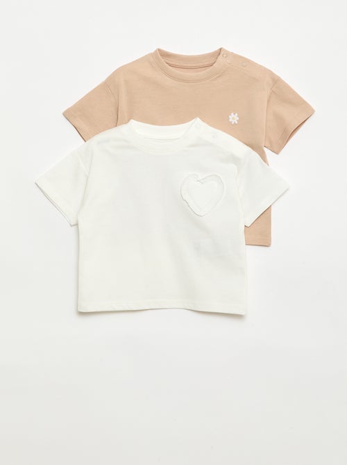 Pack de 2 camisetas con detalle en el pecho - Kiabi