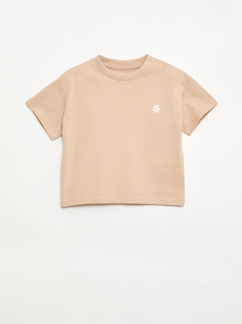 Pack de 2 camisetas con detalle en el pecho Beige - Kiabi