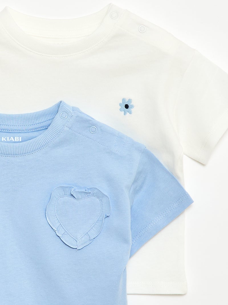 Pack de 2 camisetas con detalle en el pecho Blanco - Kiabi