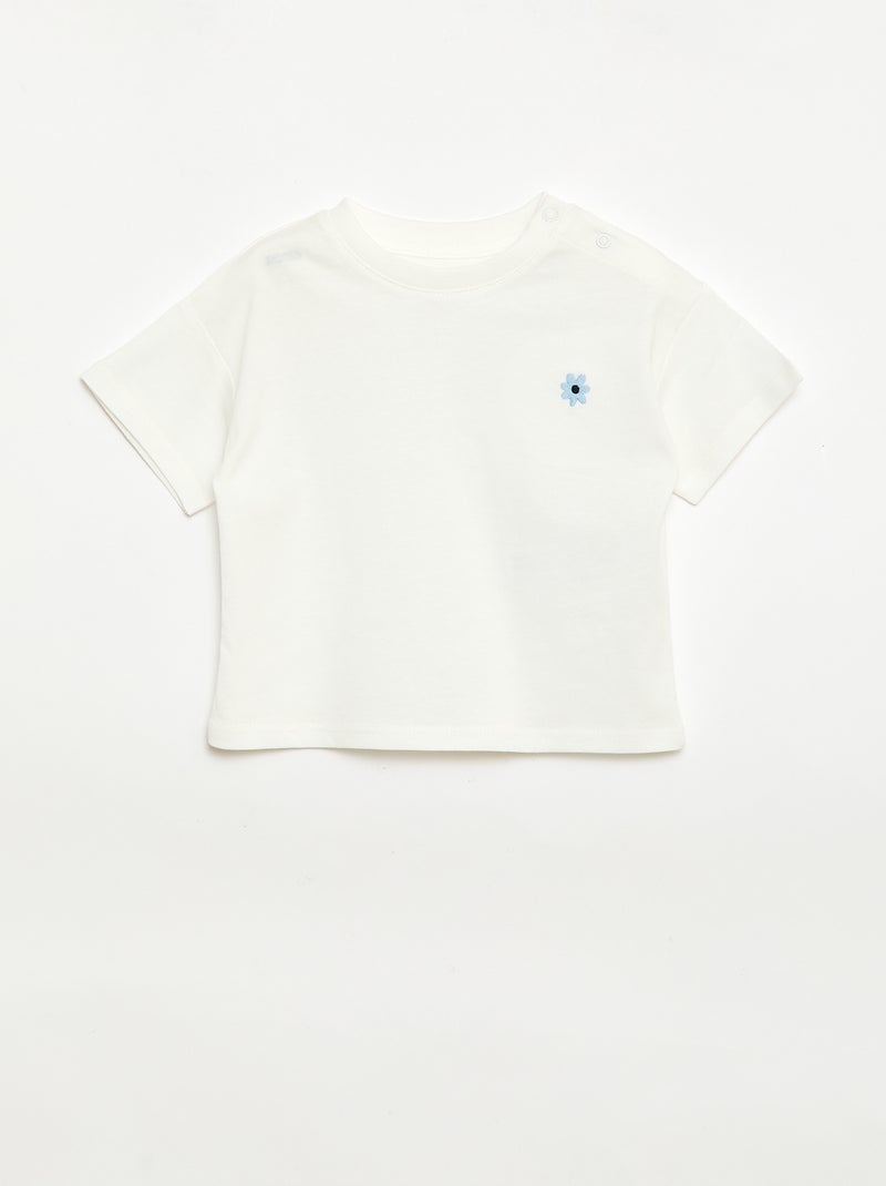 Pack de 2 camisetas con detalle en el pecho Blanco - Kiabi