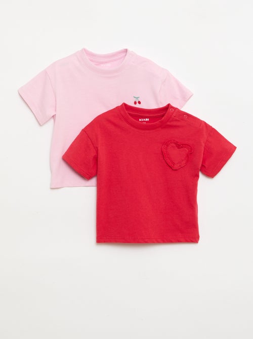 Pack de 2 camisetas con detalle en el pecho - Kiabi