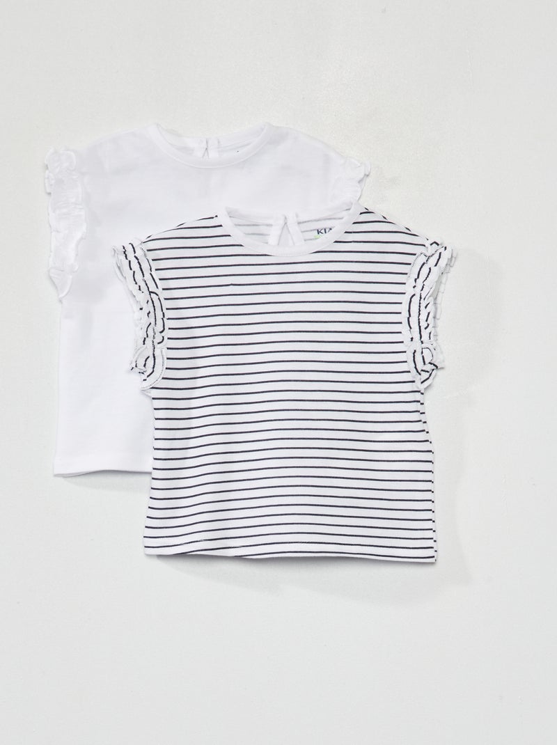 Pack de 2 camisetas con frunces y volantes BLANCO - Kiabi