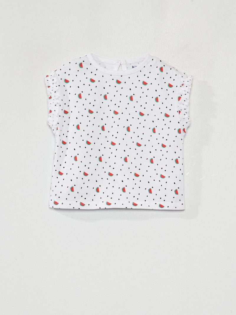Pack de 2 camisetas con frunces y volantes BLANCO - Kiabi
