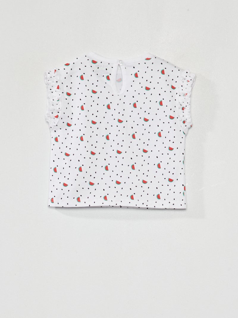 Pack de 2 camisetas con frunces y volantes BLANCO - Kiabi