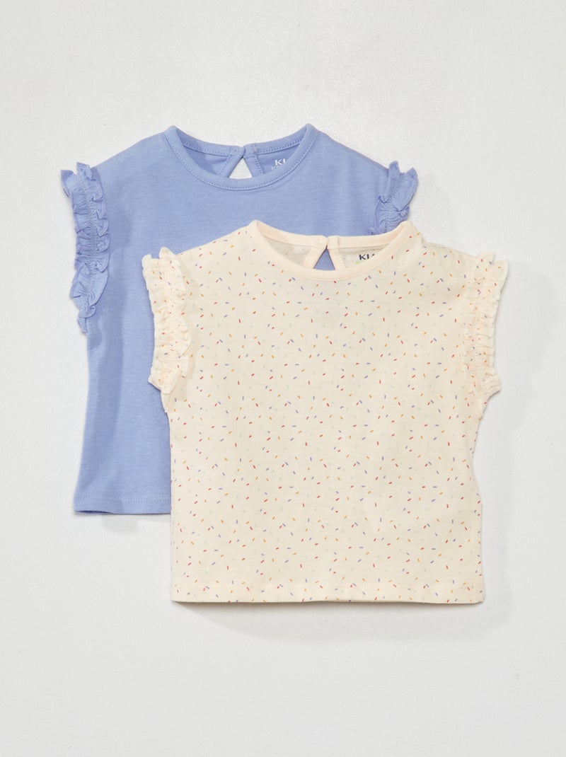 Pack de 2 camisetas con frunces y volantes ROSA - Kiabi
