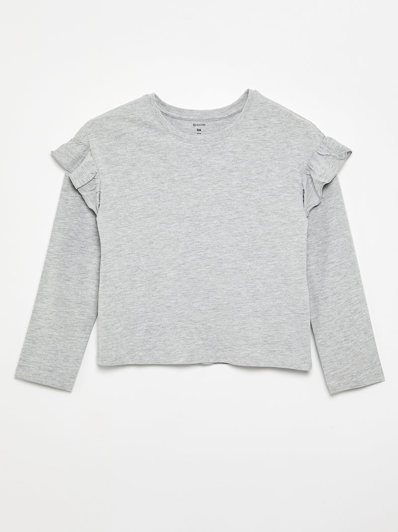 Pack de 2 camisetas con volantes en los hombros Gris - Kiabi