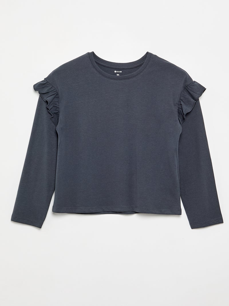 Pack de 2 camisetas con volantes en los hombros Gris - Kiabi