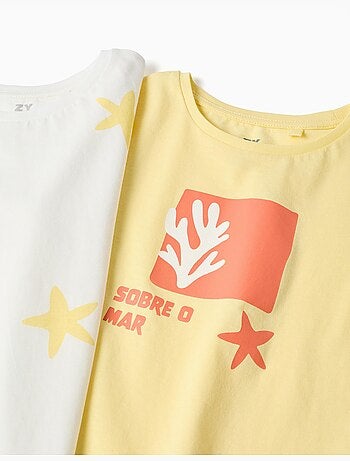 Pack de 2 camisetas de algodón con estampado de palmeras