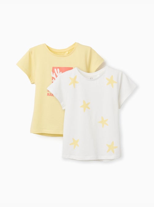 Pack de 2 camisetas de algodón con estampado de estrellas de mar - Kiabi Pack de 2 camisetas de algodón con estampado de estrellas de mar - Kiabi
