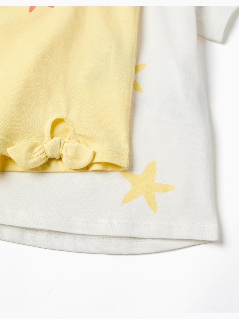 Pack de 2 camisetas de algodón con estampado de estrellas de mar Amarillo claro - Kiabi