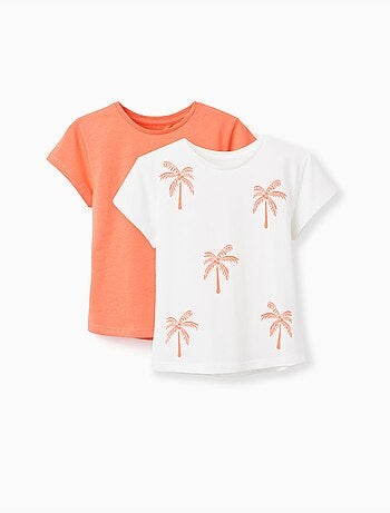 Pack de 2 camisetas de algodón con estampado de palmeras