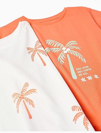 Pack de 2 camisetas de algodón con estampado de palmeras