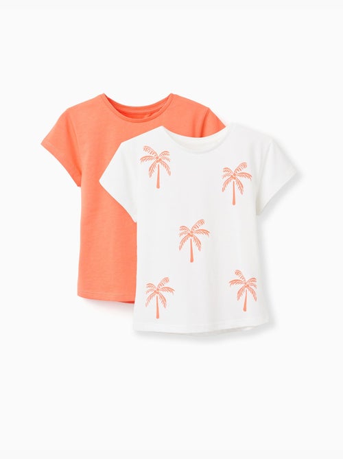 Pack de 2 camisetas de algodón con estampado de palmeras - Kiabi