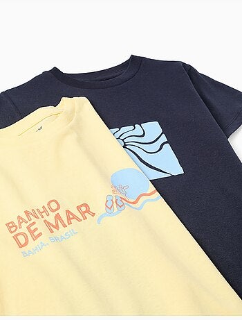 Pack de 2 camisetas de algodón con estampados de playa