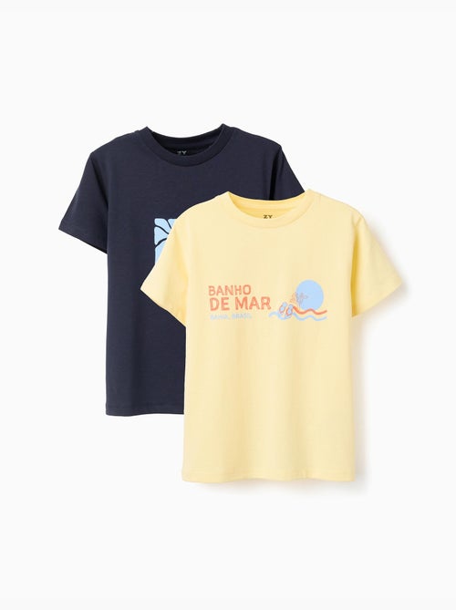 Pack de 2 camisetas de algodón con estampados de playa - Kiabi