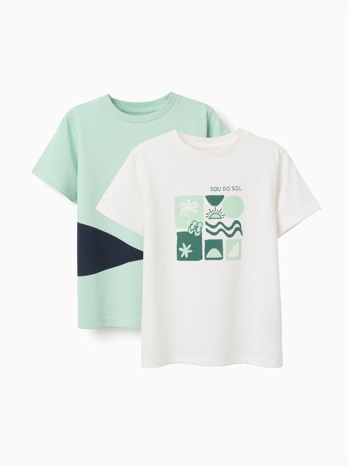 Pack de 2 camisetas de algodón con estampados de playa - Kiabi