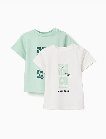 Pack de 2 camisetas de algodón con estampados de playa