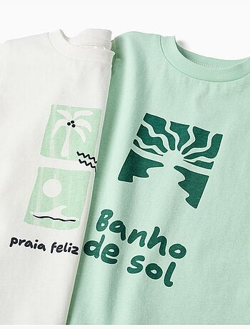 Pack de 2 camisetas de algodón con estampados de playa