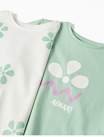 Pack de 2 camisetas de algodón con estampado de palmeras