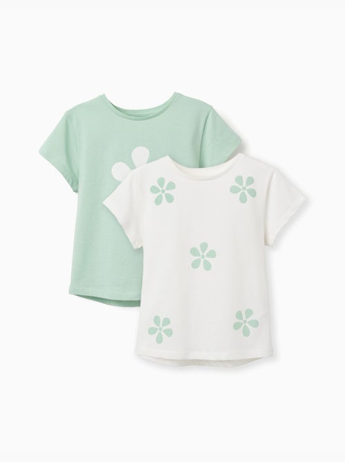 Pack de 2 camisetas de algodón con estampados florales - Kiabi Pack de 2 camisetas de algodón con estampados florales - Kiabi