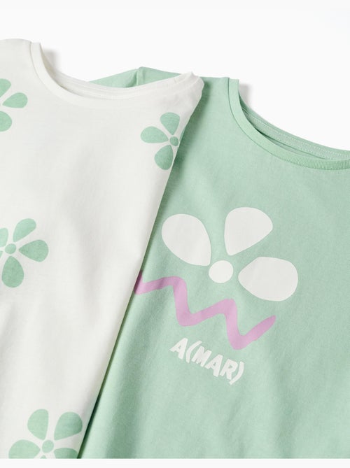 Pack de 2 camisetas de algodón con estampados florales - Kiabi Pack de 2 camisetas de algodón con estampados florales - Kiabi