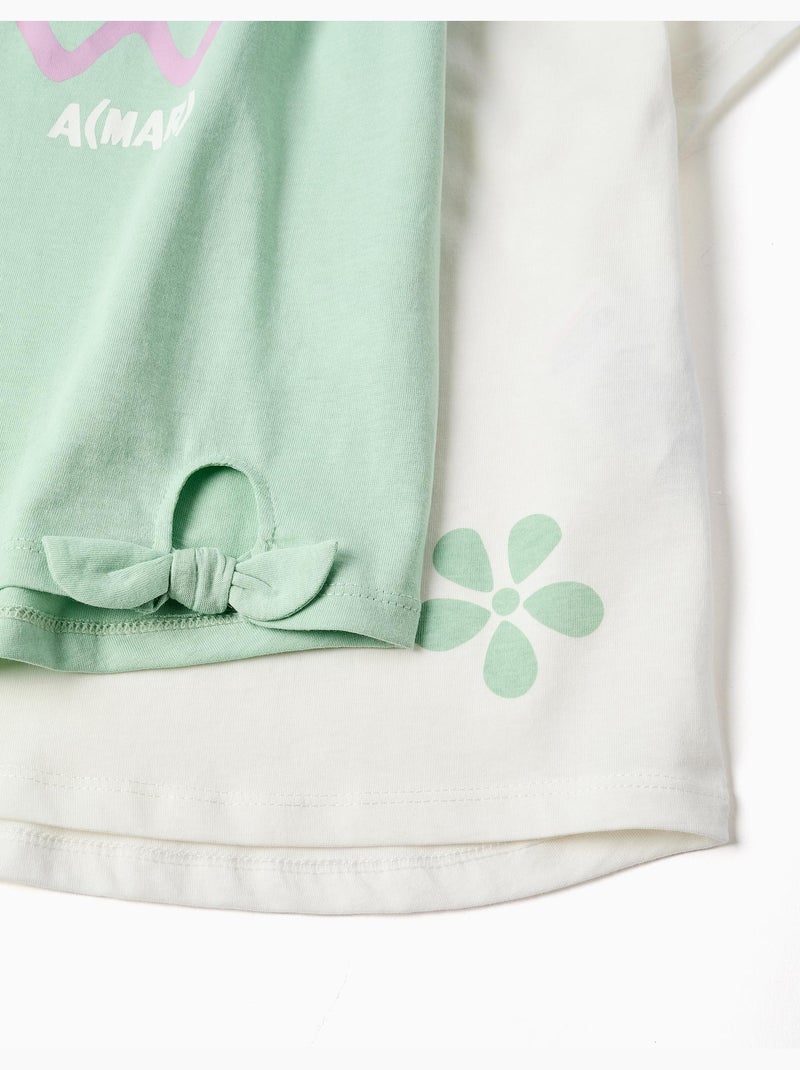 Pack de 2 camisetas de algodón con estampados florales Verde claro - Kiabi
