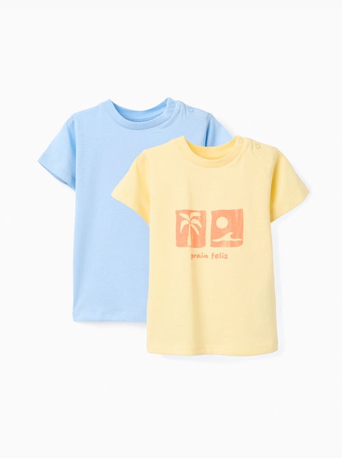 Pack de 2 camisetas de algodón con estampados veraniegos - Kiabi Pack de 2 camisetas de algodón con estampados veraniegos - Kiabi