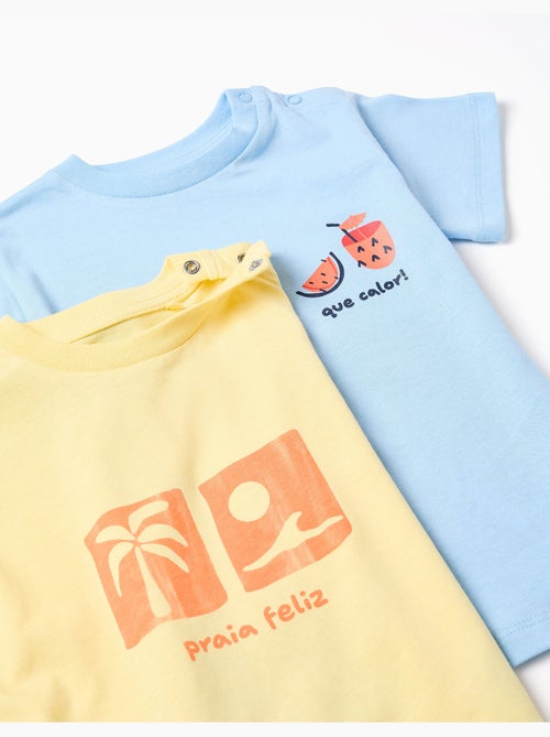 Pack de 2 camisetas de algodón con estampados veraniegos - Kiabi Pack de 2 camisetas de algodón con estampados veraniegos - Kiabi
