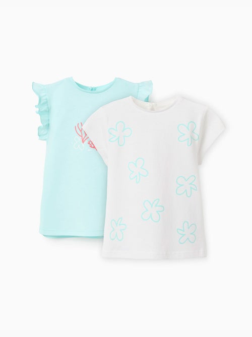 Pack de 2 camisetas de algodón con estampados veraniegos - Kiabi