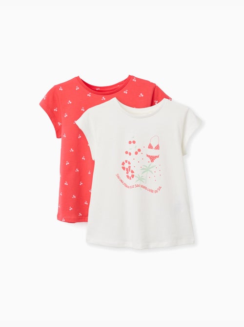 Pack de 2 camisetas de algodón con estampados veraniegos - Kiabi